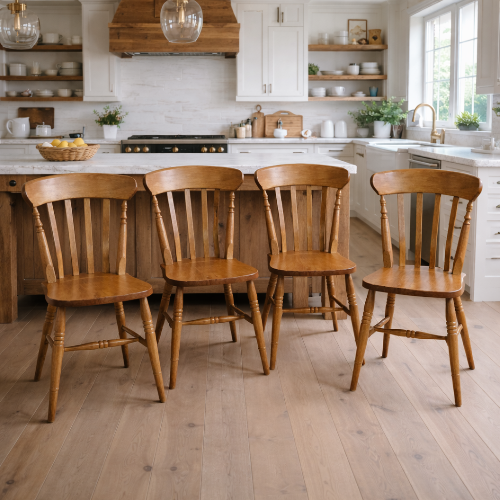 Slat Back Dining Chairs Farmhouse Beech Rustic Antique Finish