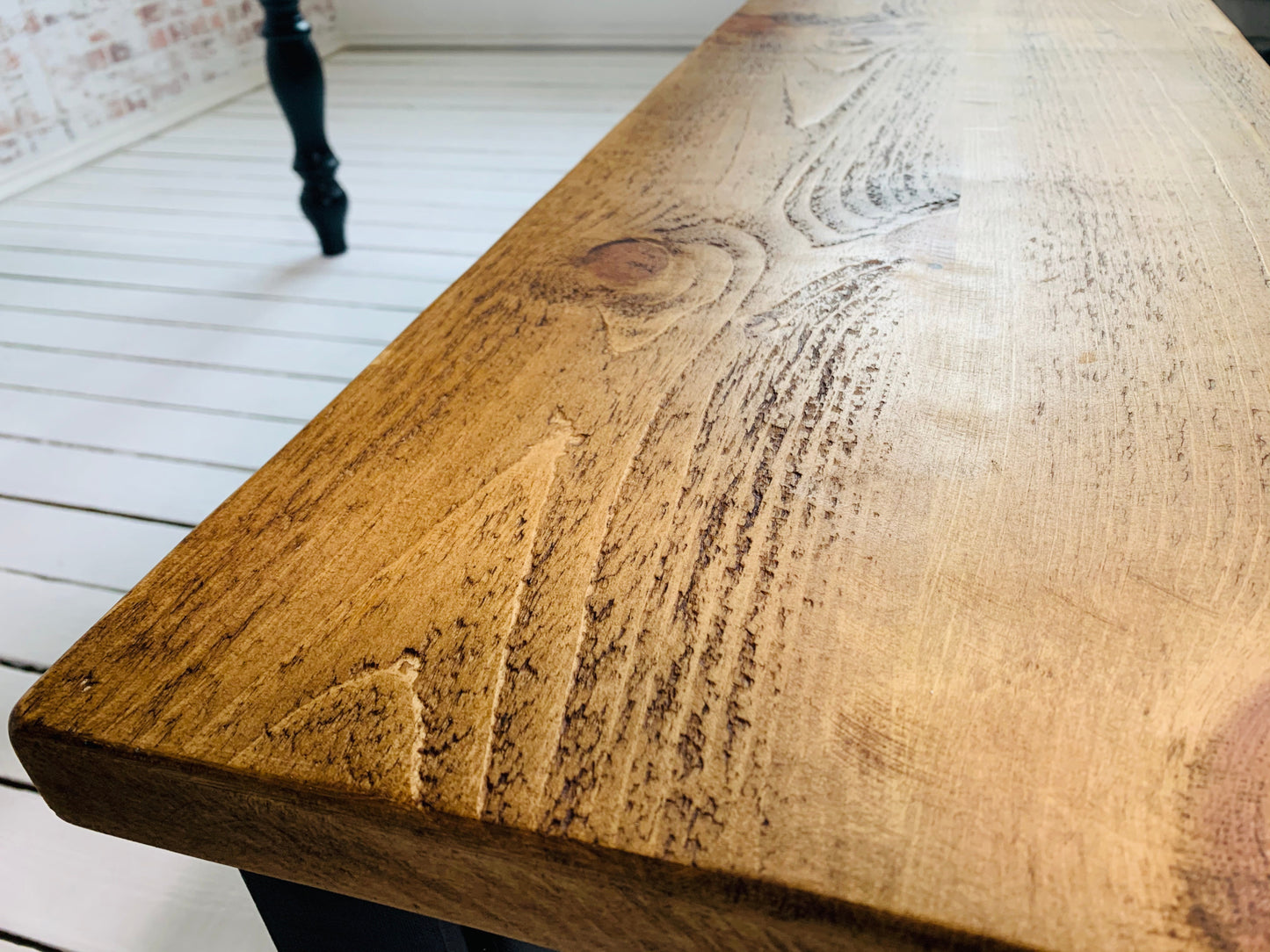 Traditional Rustic Farmhouse Reclaimed Style Pine Kitchen Dining Table - Any Size, Any Colour!