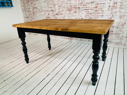 Rustic Farmhouse Reclaimed Style Pine Kitchen Dining Table - Any Size, Any Colour!