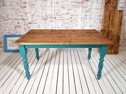 Rustic Farmhouse Reclaimed Style Pine Kitchen Dining Table - Any Size, Any Colour!