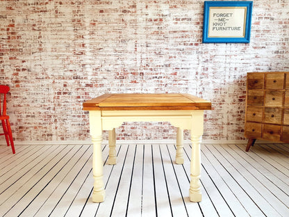 Extending Rustic Farmhouse Dining Table Set - Space Saving, Extendable