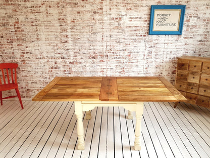 Extending Rustic Farmhouse Dining Table Set - Space Saving, Extendable
