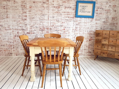 Extending Rustic Farmhouse Dining Table Set - Space Saving, Extendable