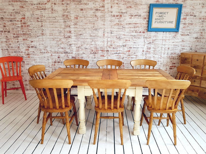 Extending Rustic Farmhouse Dining Table Set - Space Saving, Extendable