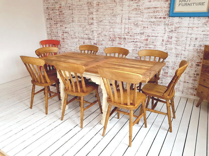 Extending Rustic Farmhouse Dining Table Set - Space Saving, Extendable