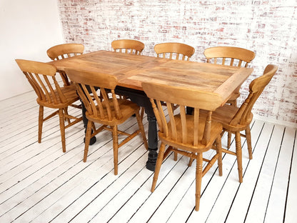 Extending Rustic Farmhouse Dining Table Set - Space Saving, Extendable
