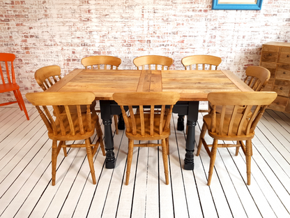 Extending Rustic Farmhouse Dining Table Set - Space Saving, Extendable