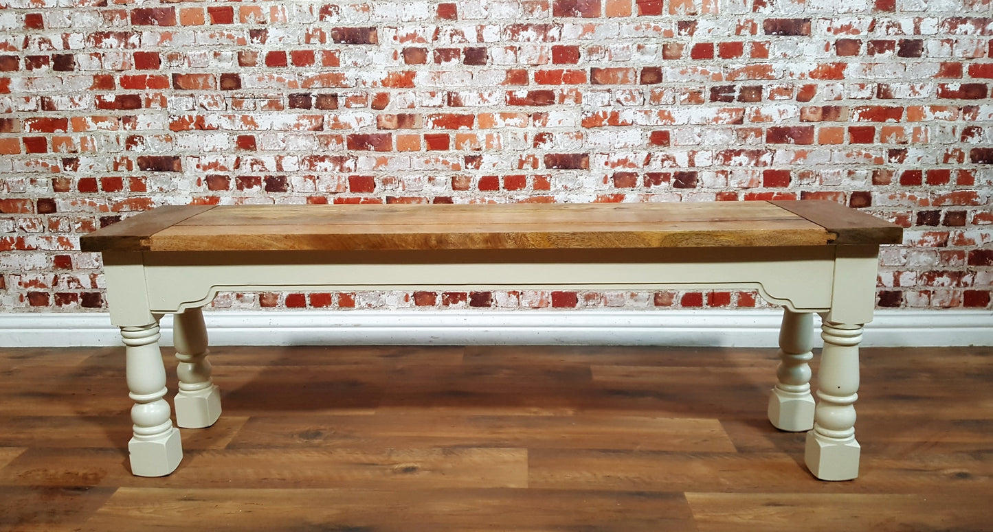 Painted Finish Farmhouse Kitchen Dining Bench with Refectory Turned Legs - Any Farrow & Ball!