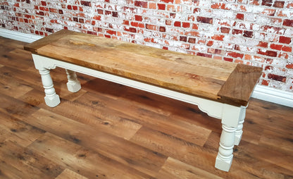 Painted Finish Farmhouse Kitchen Dining Bench with Refectory Turned Legs - Any Farrow & Ball!