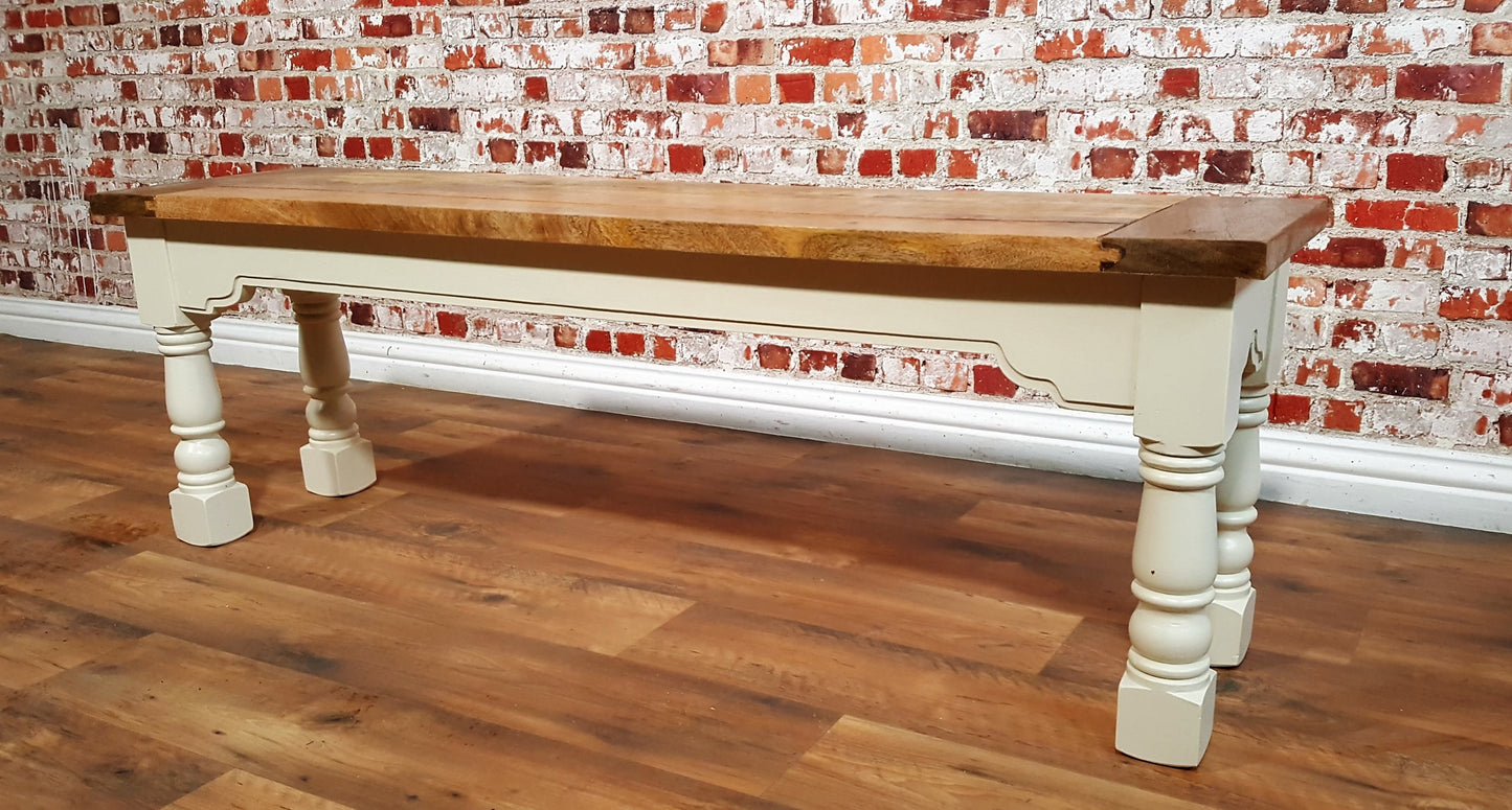 Painted Finish Farmhouse Kitchen Dining Bench with Refectory Turned Legs - Any Farrow & Ball!