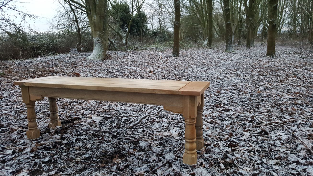 Painted Finish Farmhouse Kitchen Dining Bench with Refectory Turned Legs - Any Farrow & Ball!