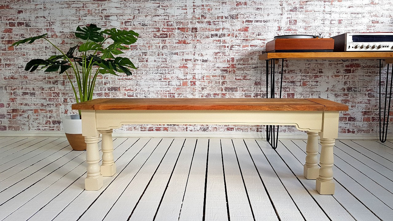 Painted Finish Farmhouse Kitchen Dining Bench with Refectory Turned Legs - Any Farrow & Ball!