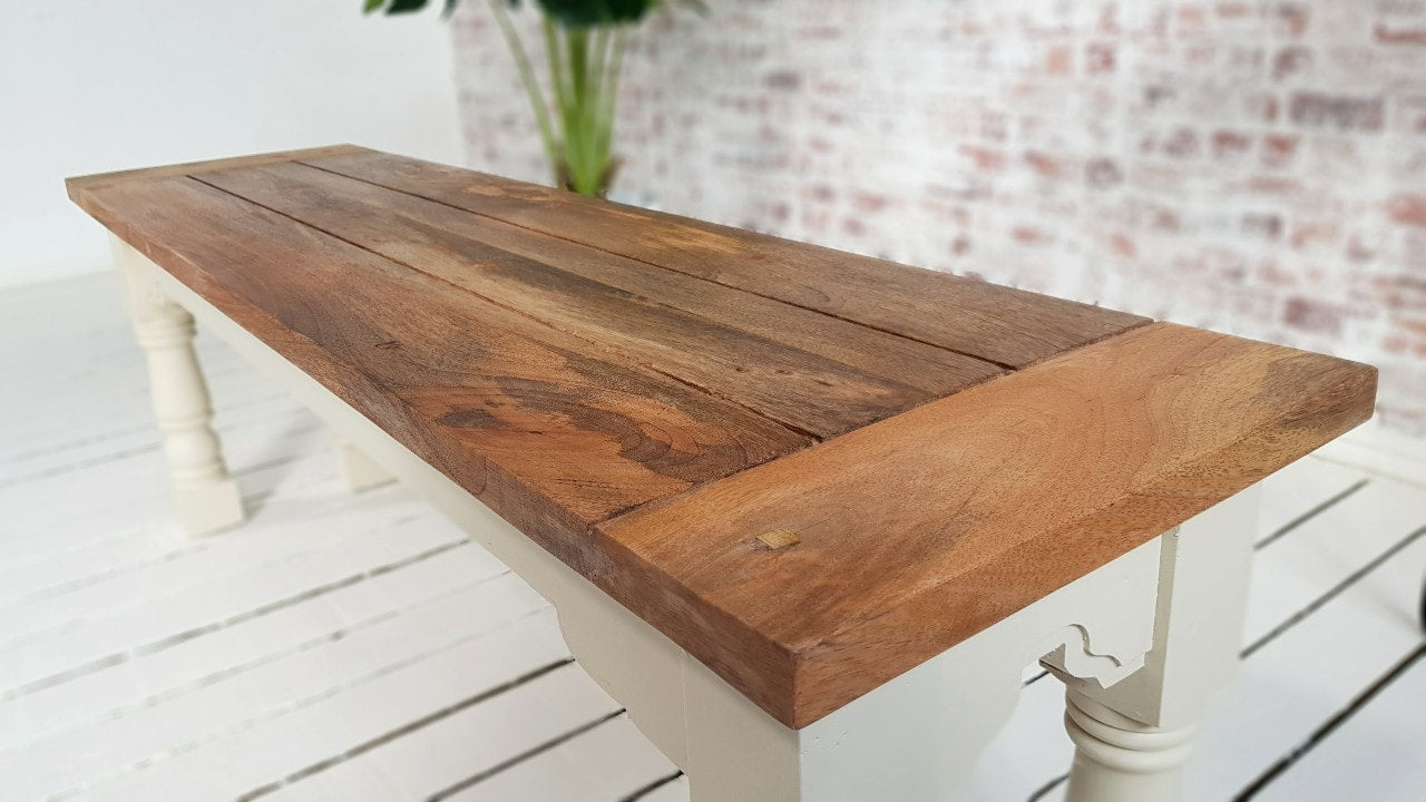 Painted Finish Farmhouse Kitchen Dining Bench with Refectory Turned Legs - Any Farrow & Ball!