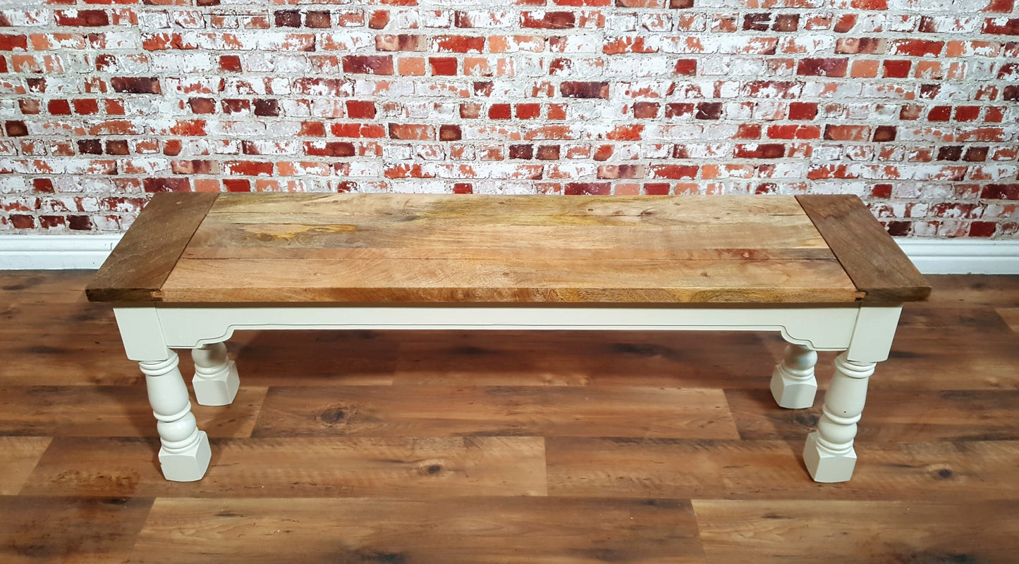 Painted Finish Farmhouse Kitchen Dining Bench with Refectory Turned Legs - Any Farrow & Ball!