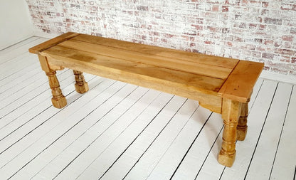 Rustic Dining Bench Natural Hardwood with Refectory Legs