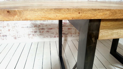 Extending Industrial Rustic Dining Table Drop Leaf Hardwood Finish