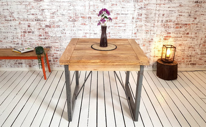 Extending Industrial Rustic Dining Table Drop Leaf Hardwood Finish