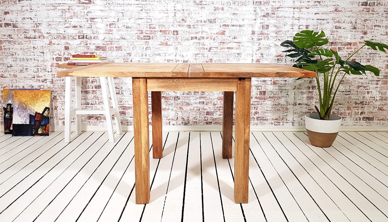 Small Extendable Dining Table Folding Drop Leaf Square Leg Rustic Farmhouse