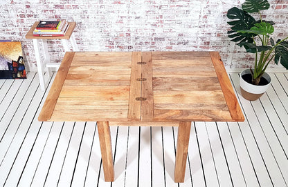 Small Extendable Dining Table Folding Drop Leaf Square Leg Rustic Farmhouse