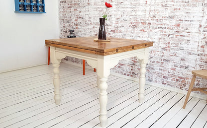 Extending Rustic Farmhouse Traditional Turned Leg Dining Kitchen Table Solid Hardwood - Painted Finish