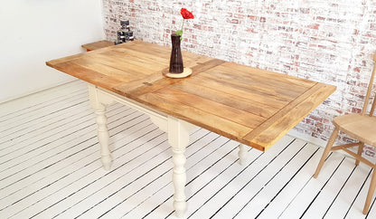 Extending Rustic Farmhouse Traditional Turned Leg Dining Kitchen Table Solid Hardwood - Painted Finish