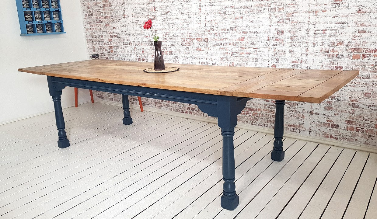 Very Large Extendable Rustic Farmhouse Dining Table Painted Finish - 14-16 Seater - 10ft