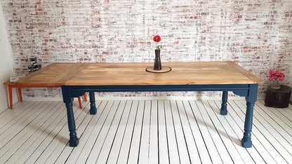 Very Large Extendable Rustic Farmhouse Dining Table Painted Finish - 14-16 Seater - 10ft