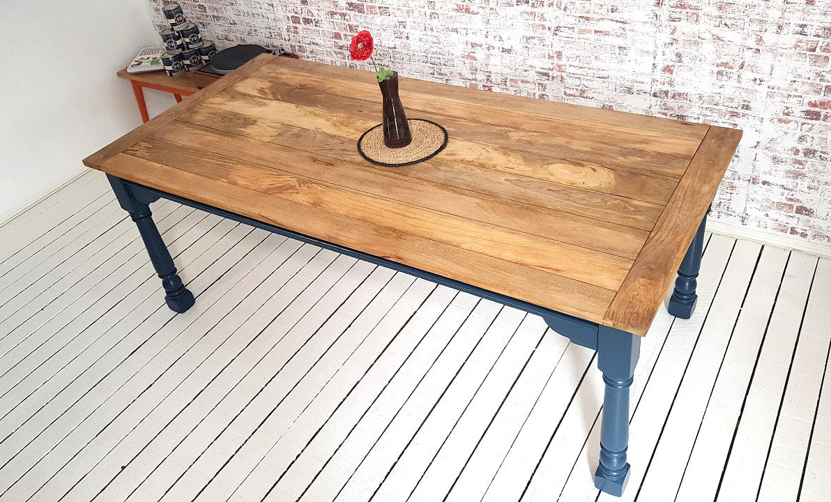 Very Large Extendable Rustic Farmhouse Dining Table Painted Finish - 14-16 Seater - 10ft