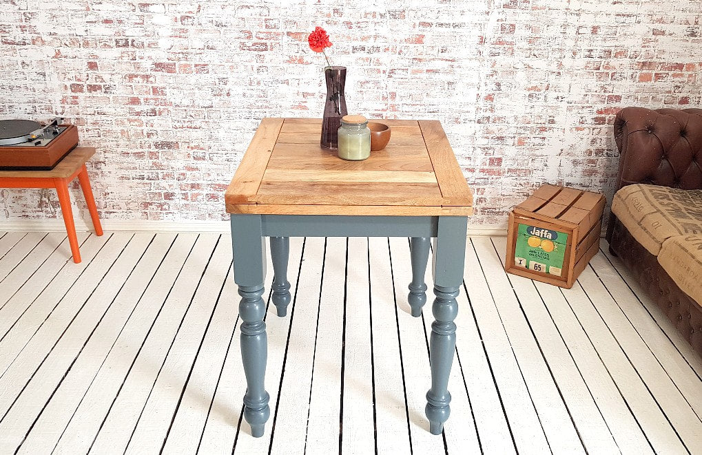 Petite Turned Leg Extending Rustic Farmhouse Kitchen Dining Table Painted Finish