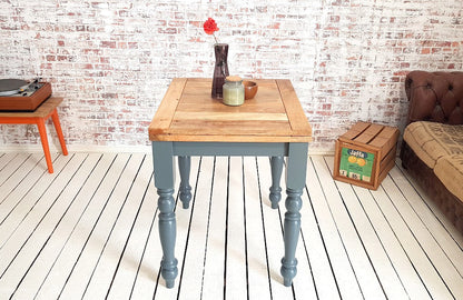 Petite Turned Leg Extending Rustic Farmhouse Kitchen Dining Table Painted Finish
