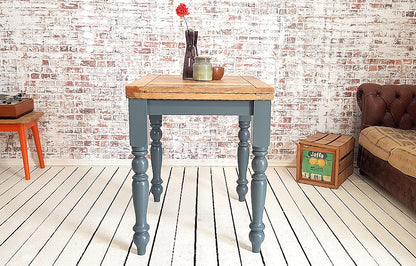 Petite Turned Leg Extending Rustic Farmhouse Kitchen Dining Table Painted Finish