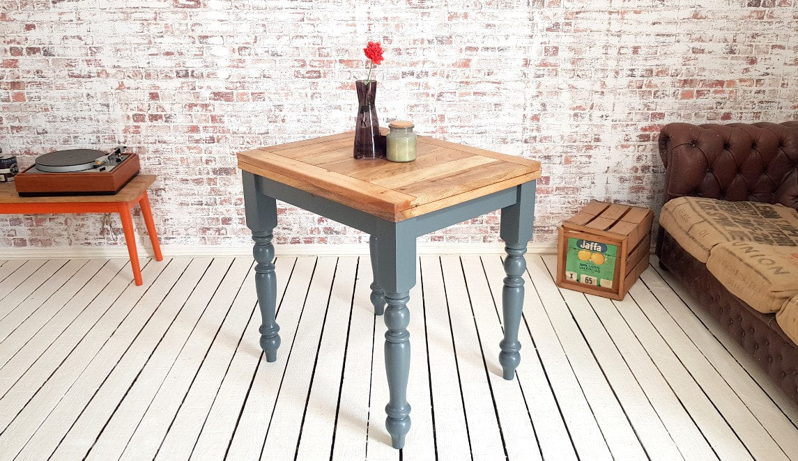 Petite Turned Leg Extending Rustic Farmhouse Kitchen Dining Table Painted Finish