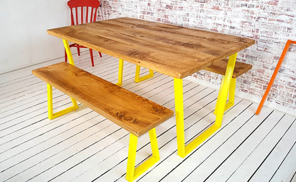 Tapered Leg Industrial Dining Table / Bench Sets - Any RAL Colour Powder Coating