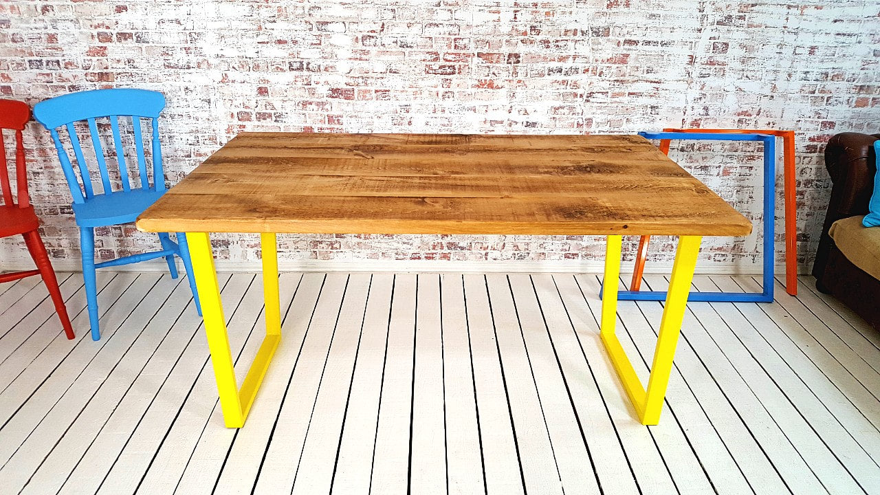 Tapered Leg Industrial Dining Table / Bench Sets - Any RAL Colour Powder Coating