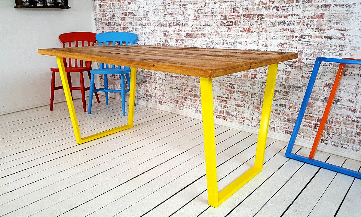 Tapered Leg Industrial Dining Table / Bench Sets - Any RAL Colour Powder Coating