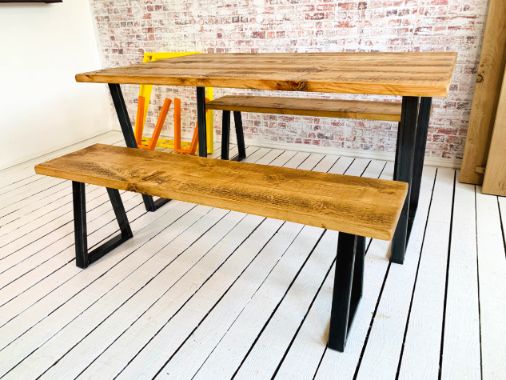 Tapered Leg Industrial Dining Table / Bench Sets - Any RAL Colour Powder Coating
