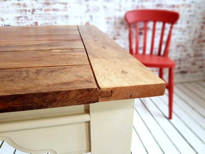 Painted Finish Large Extendable Dining Table Rustic Farmhouse Style - Any Farrow & Ball Colour!