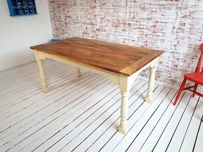 Painted Finish Large Extendable Dining Table Rustic Farmhouse Style - Any Farrow & Ball Colour!
