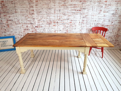 Painted Finish Large Extendable Dining Table Rustic Farmhouse Style - Any Farrow & Ball Colour!