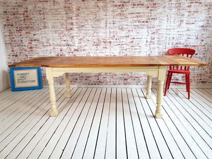 Painted Finish Large Extendable Dining Table Rustic Farmhouse Style - Any Farrow & Ball Colour!
