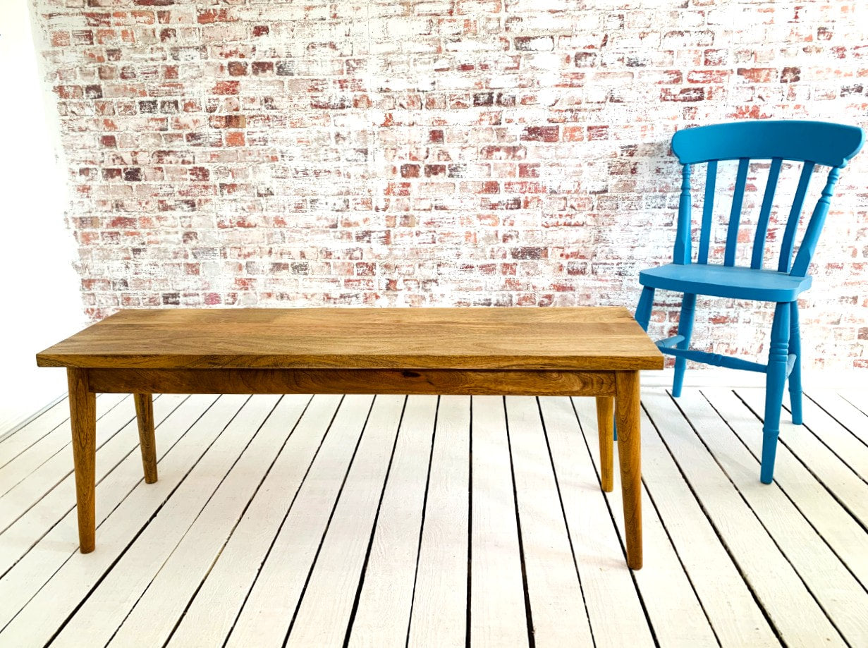 Mid-Century Modern Living Hardwood Dining Bench