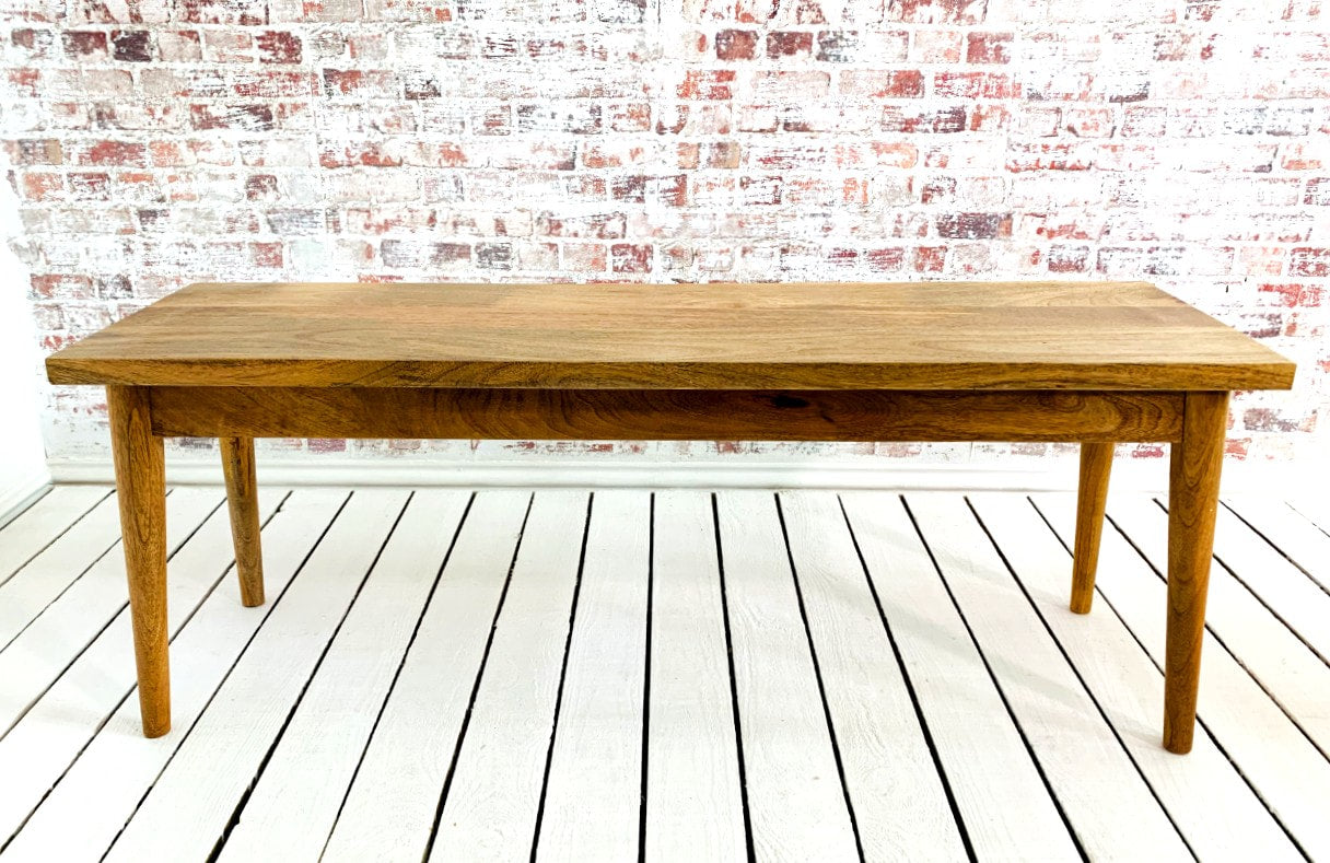 Mid-Century Modern Living Hardwood Dining Bench