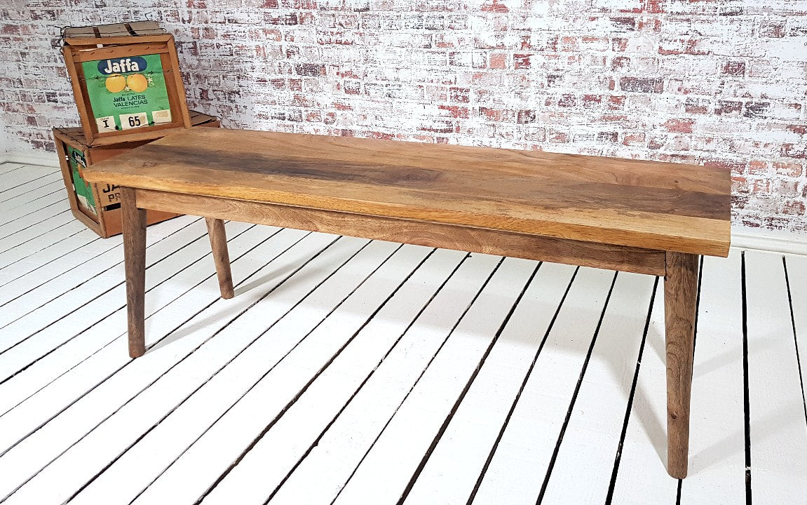 Mid-Century Modern Living Hardwood Dining Bench