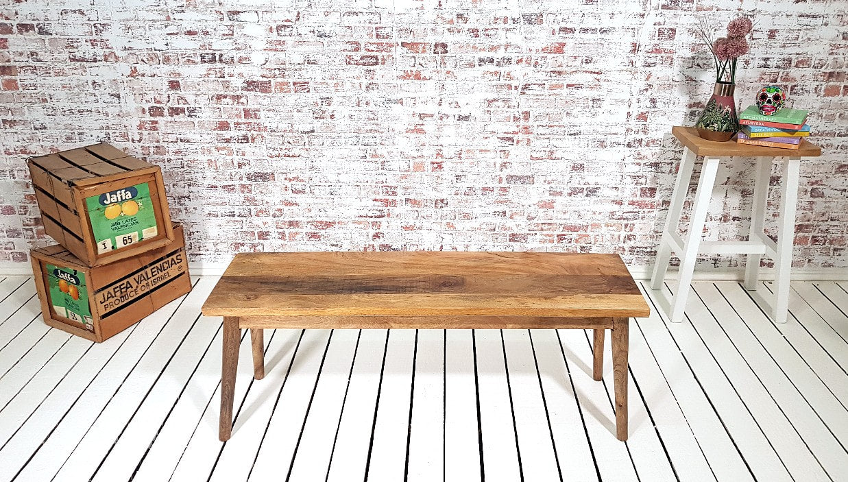 Mid-Century Modern Living Hardwood Dining Bench