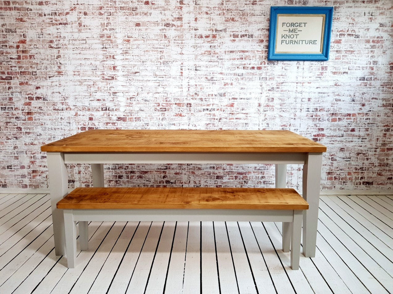 Shaker Farmhouse Dining Table Reclaimed Style Pine Kitchen Tapered Leg - Any Size, Any Colour!