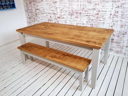 Shaker Farmhouse Dining Table Reclaimed Style Pine Kitchen Tapered Leg - Any Size, Any Colour!
