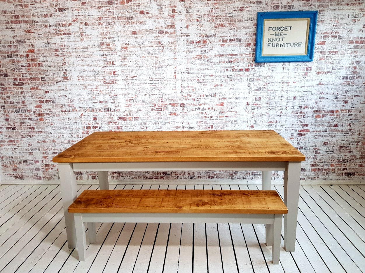 Shaker Farmhouse Dining Table Reclaimed Style Pine Kitchen Tapered Leg - Any Size, Any Colour!