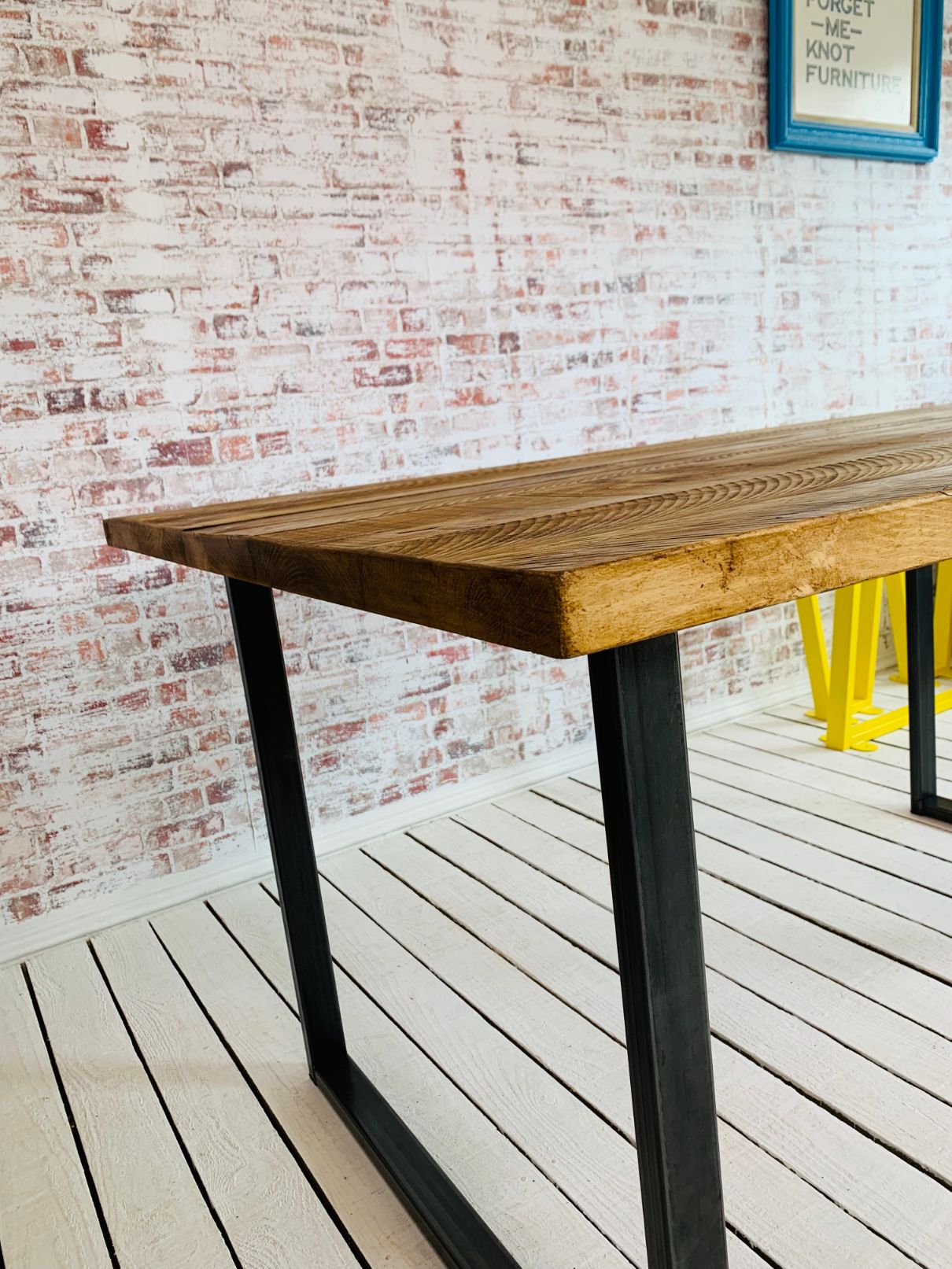 Square Frame Rustic Pine Industrial Dining Table / Bench Sets - Any RAL Colour or Steel Finish