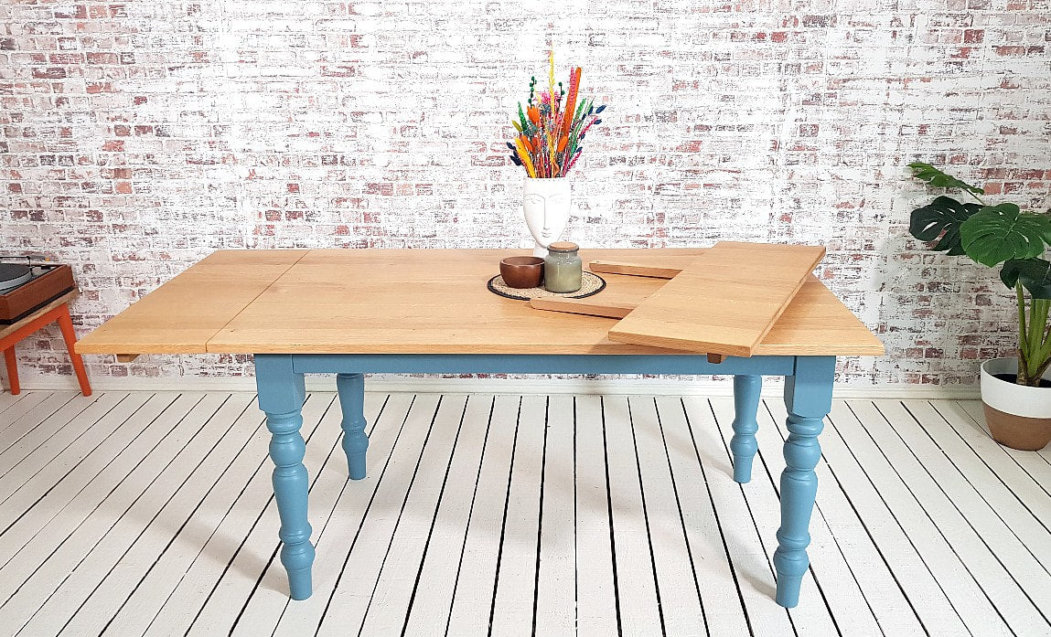 Prime Grade Extending Oak Farmhouse Dining Table - All Sizes - Any Farrow & Ball Colour