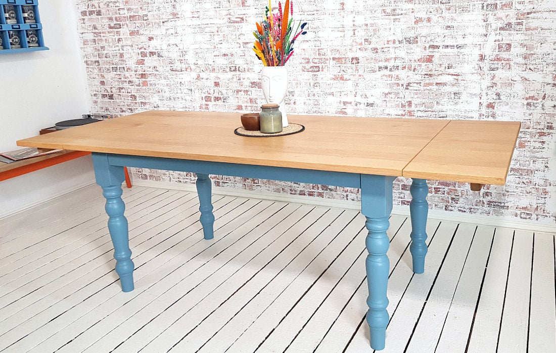 Prime Grade Extending Oak Farmhouse Dining Table - All Sizes - Any Farrow & Ball Colour